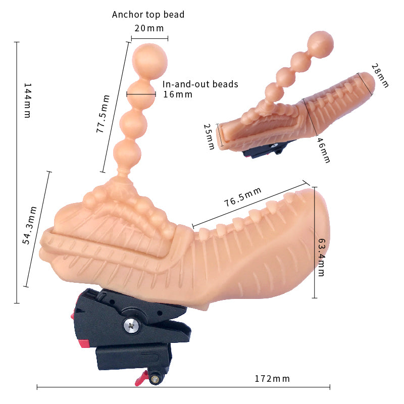 Anal bead massage head with vertical insertion